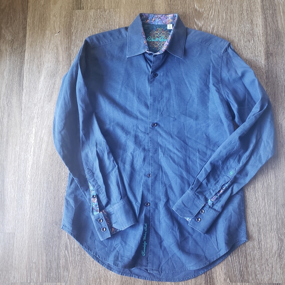 Robert Graham Men’s Flip Cuff Shirt Sz Small Blue Button Down